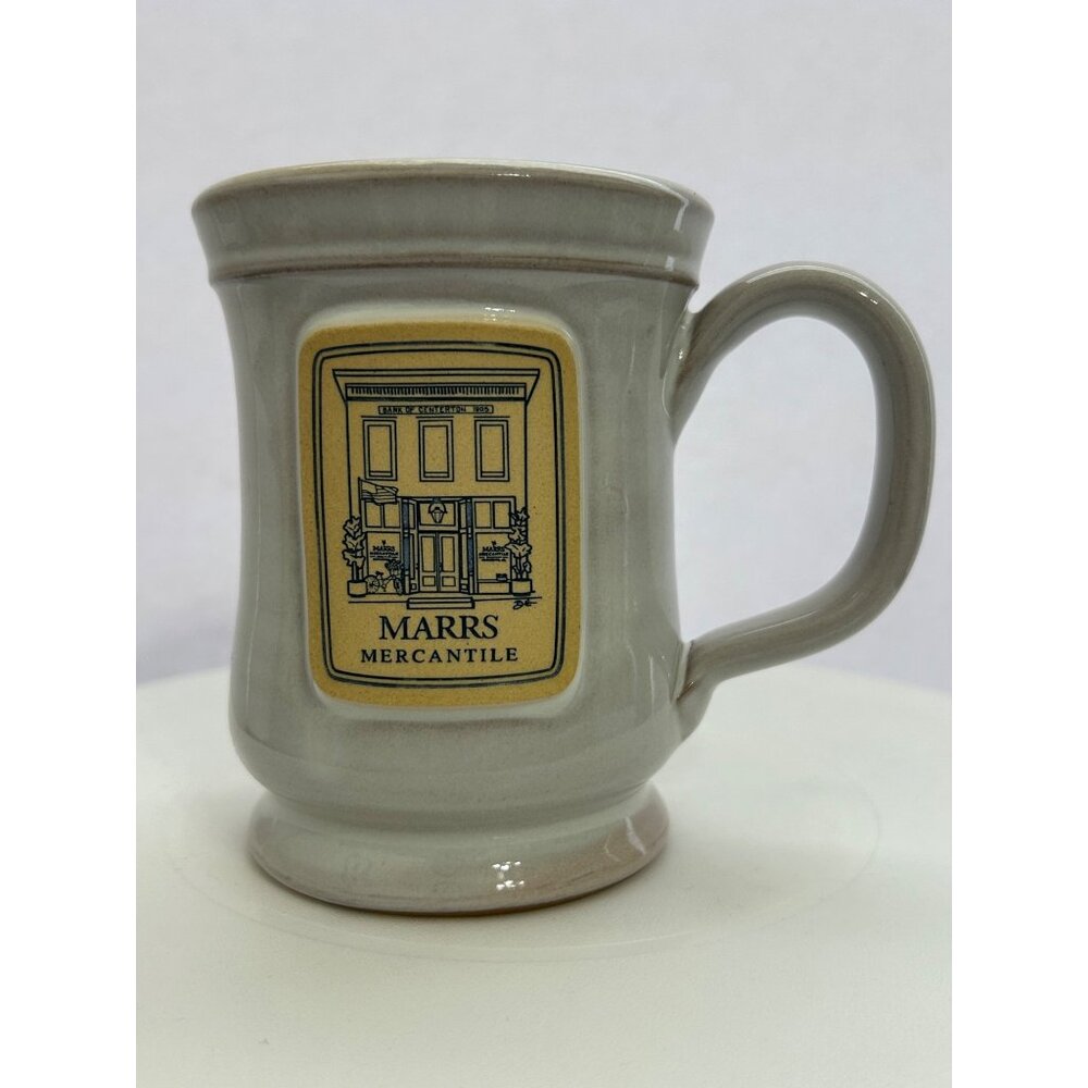 Marrs Mercantile Handmade Coffee Cup Mug Deneen Pottery Gray & Cream 2023 USA